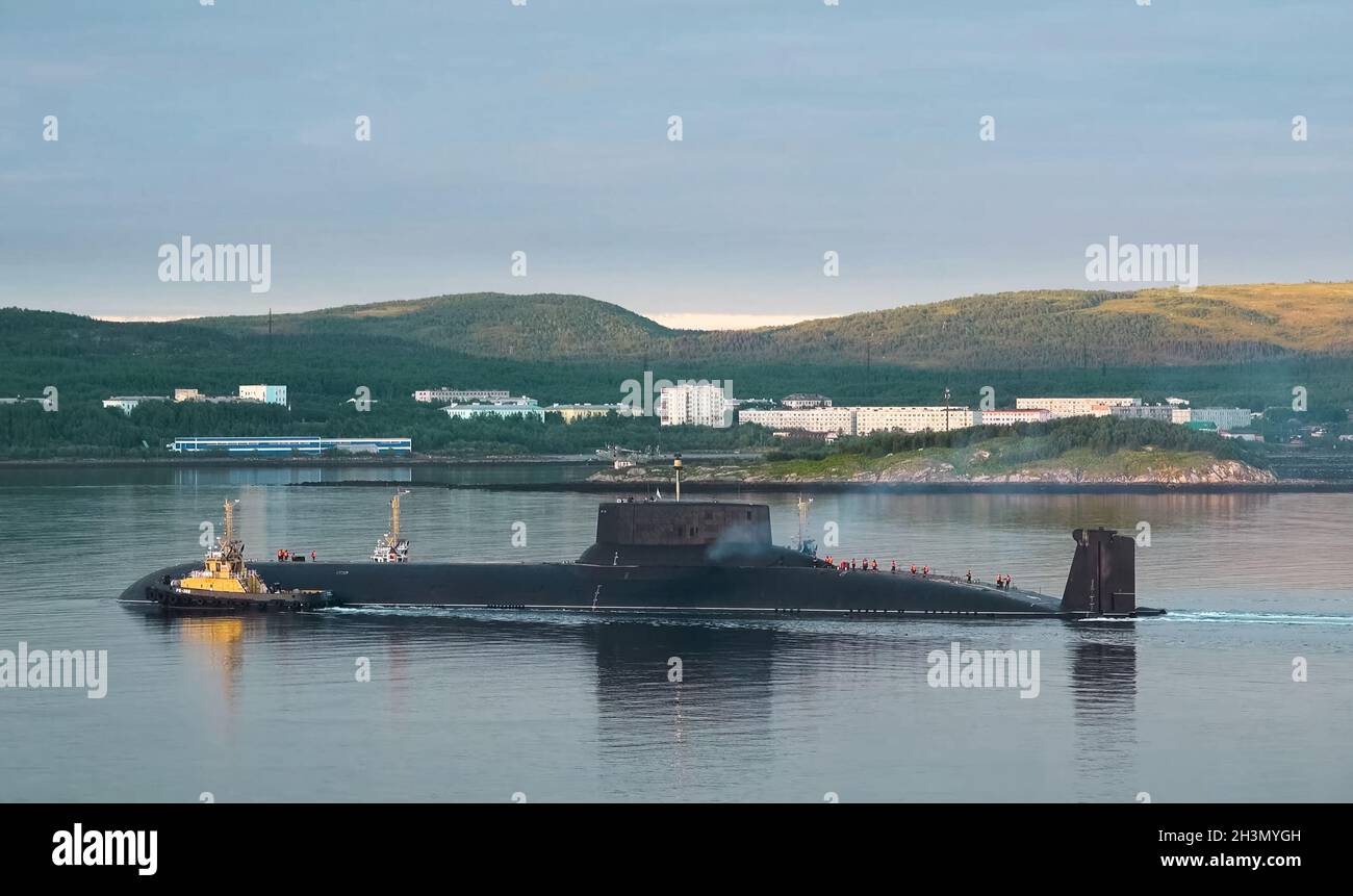 Le sous-marin nucléaire russe Dmitry Donskoy. Banque D'Images