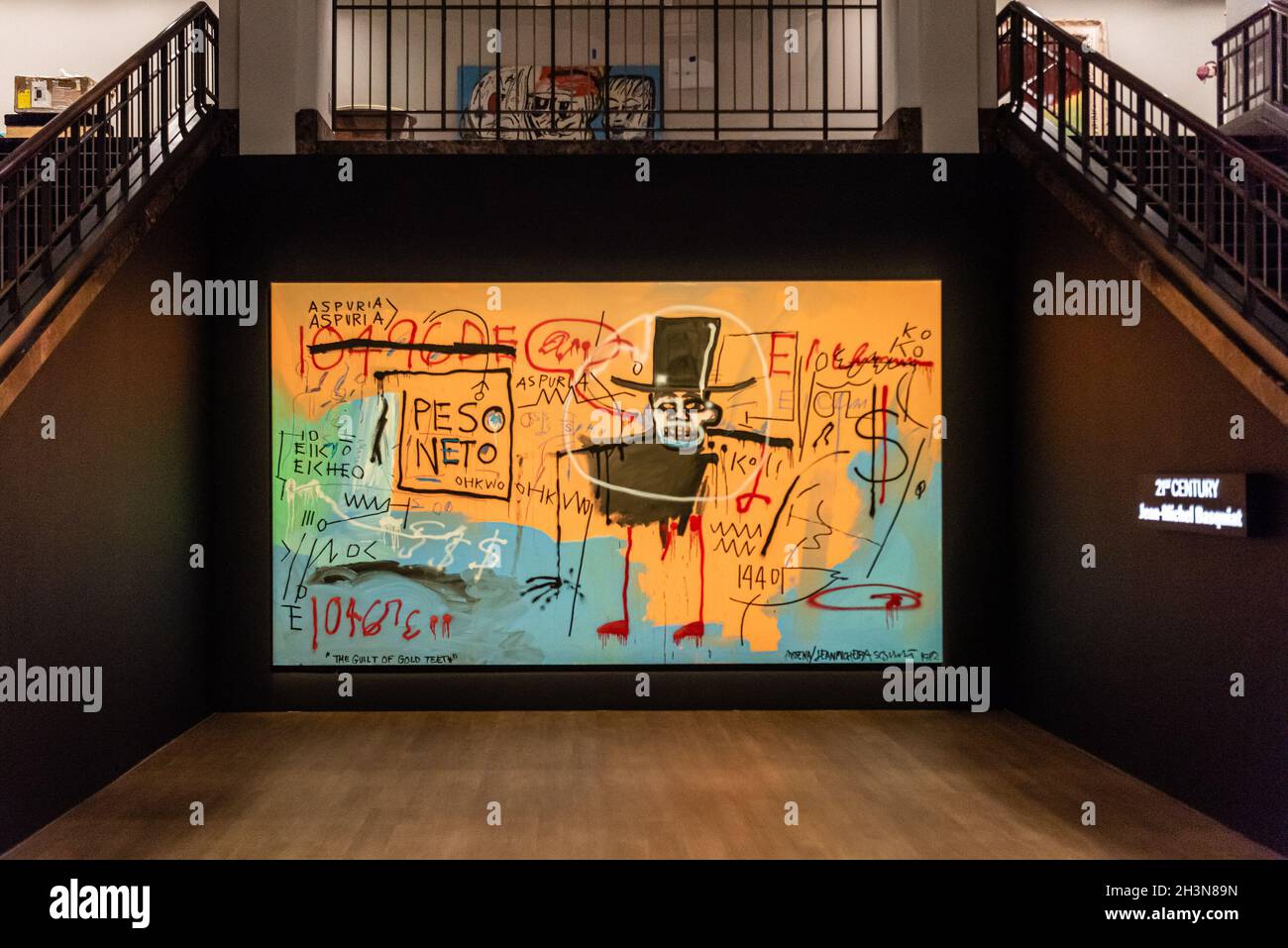 New York, États-Unis.29 octobre 2021.Culpabilité of Gold Teeth, un tableau de Jean-Michel Basquiat, fait partie des ventes nocturnes du 20e/21e siècle et de la collection Cox de Christie's à New York, New York, le 29 octobre 2021.(Photo de Gabriele Holtermann/Sipa USA) crédit: SIPA USA/Alay Live News Banque D'Images