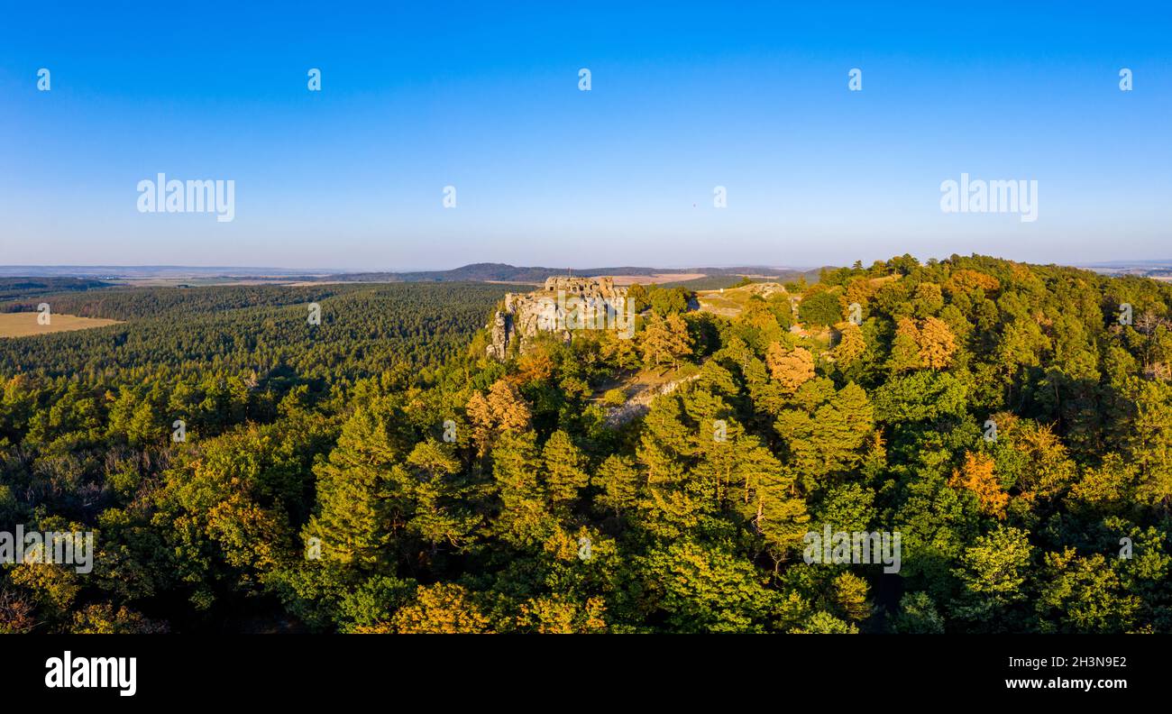 Château de Regenstein ruine dans les montagnes de Harz Blankenburg Banque D'Images