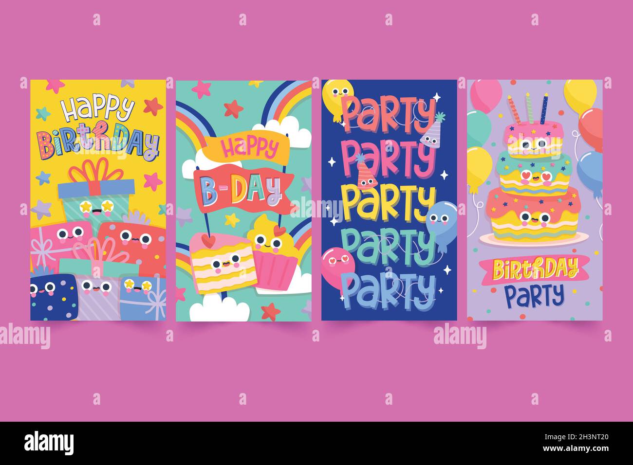 joyeux anniversaire cartes collection illustration de motif vectoriel Illustration de Vecteur