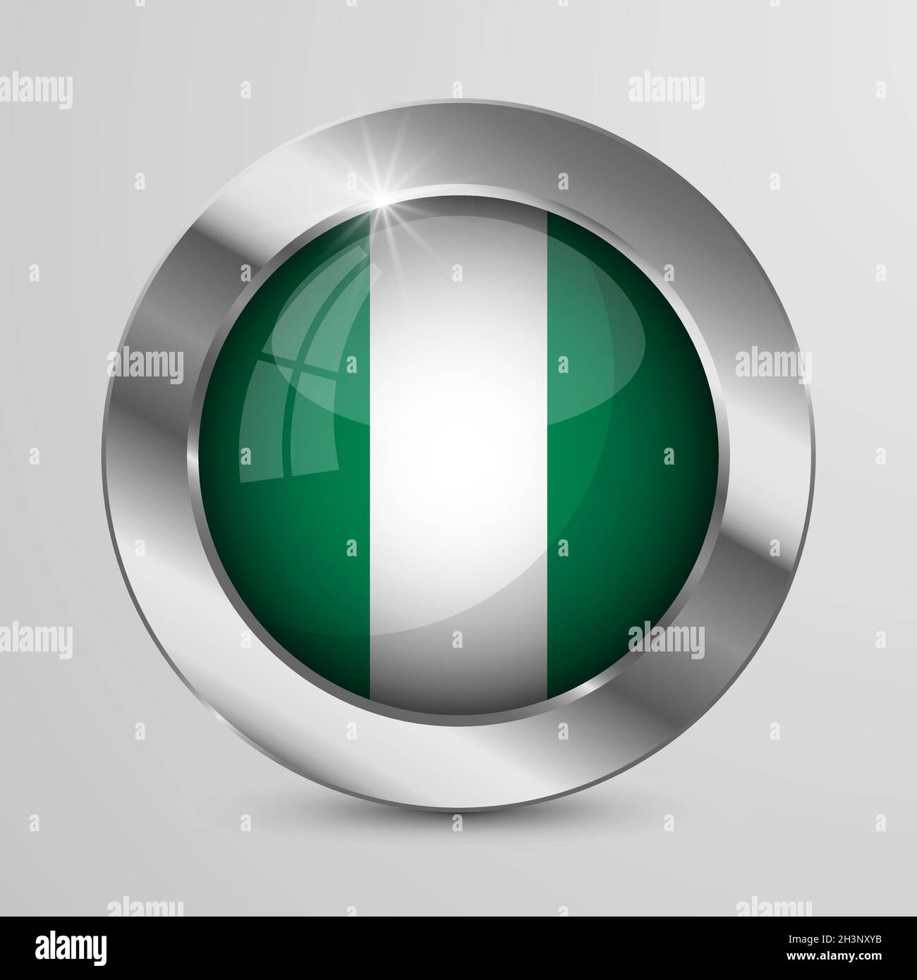 Bouton EPS10 Vector Patriotic avec couleurs de drapeau nigérian.Un élément d'impact pour l'utilisation que vous voulez en faire. Illustration de Vecteur