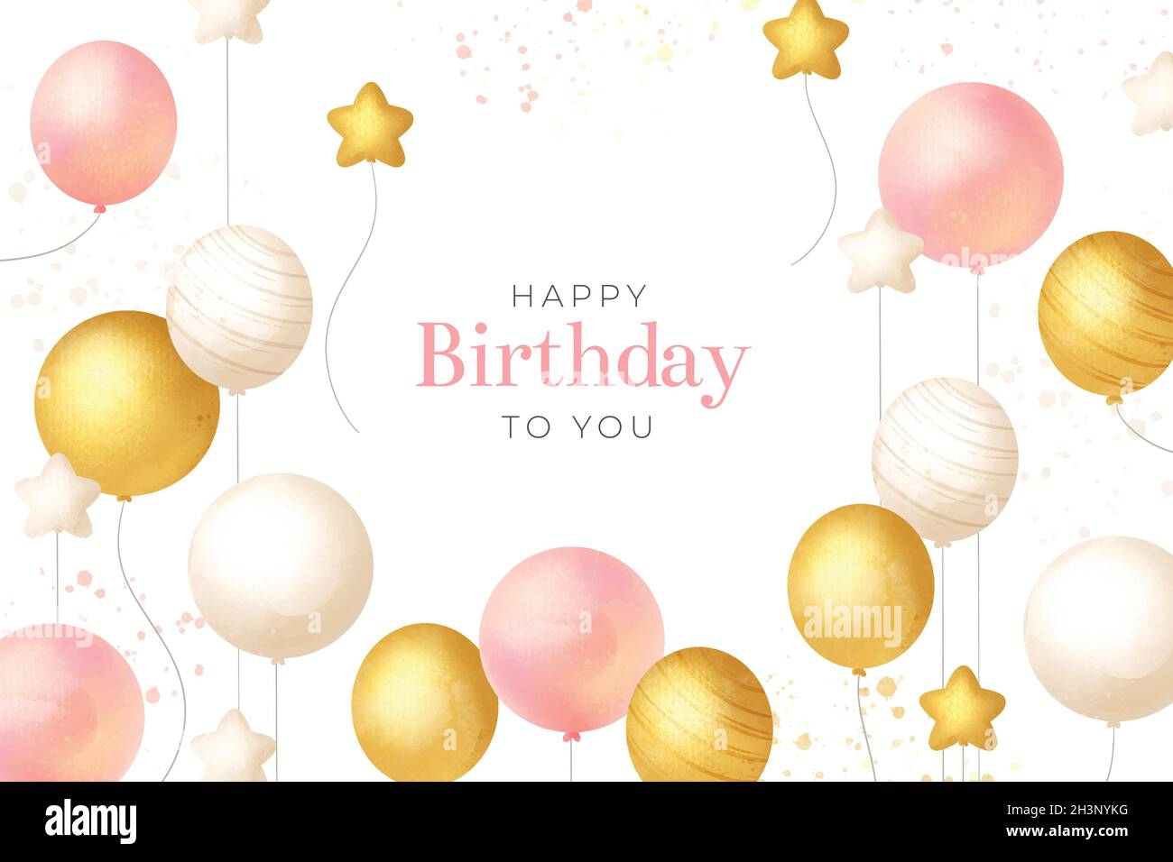fond d'anniversaire aquarelle avec illustrations vectorielles de ballons Illustration de Vecteur