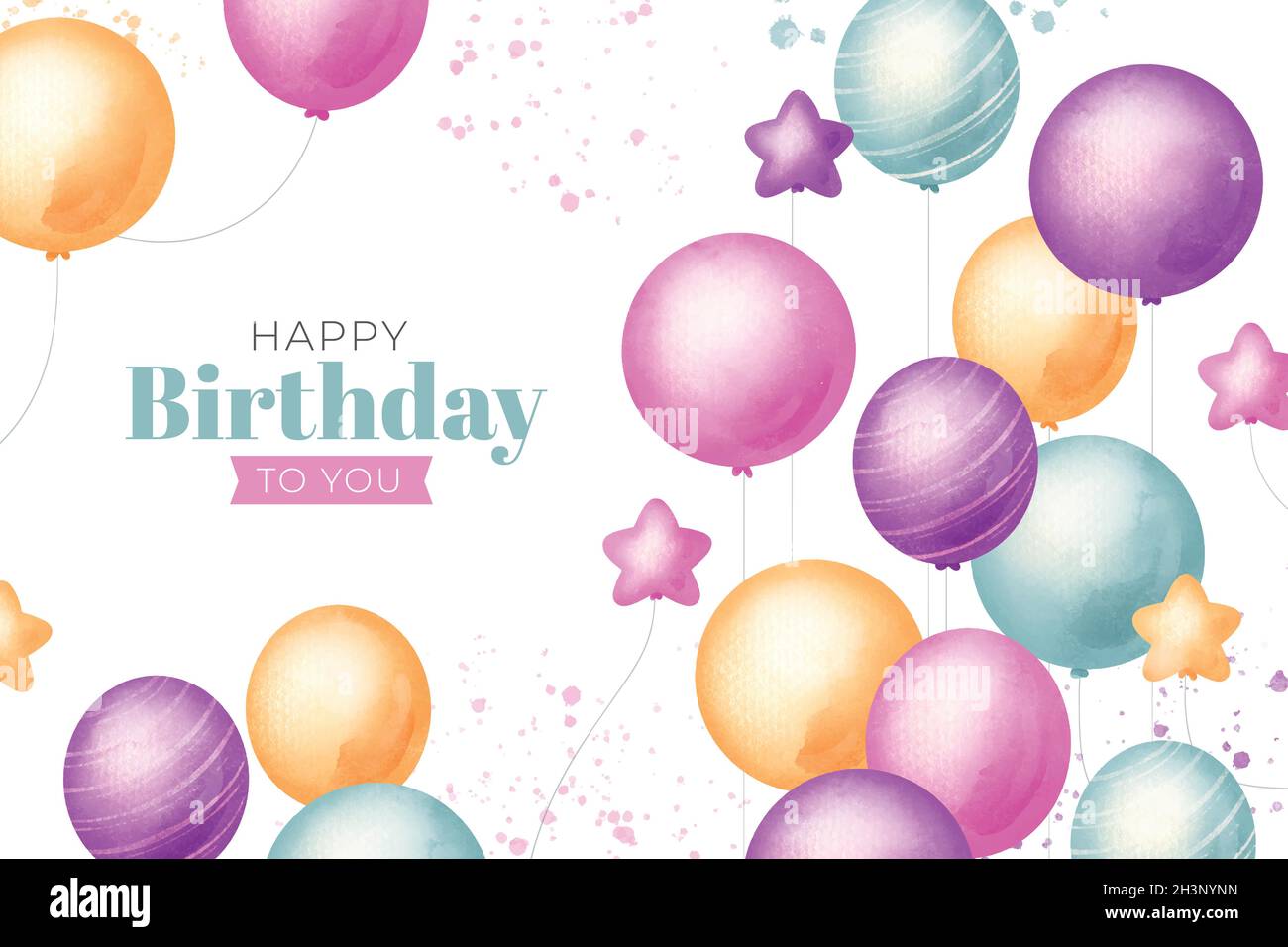 Fond D Ecran D Anniversaire Aquarelle Avec Illustrations Vectorielles De Ballons Colorees Image Vectorielle Stock Alamy