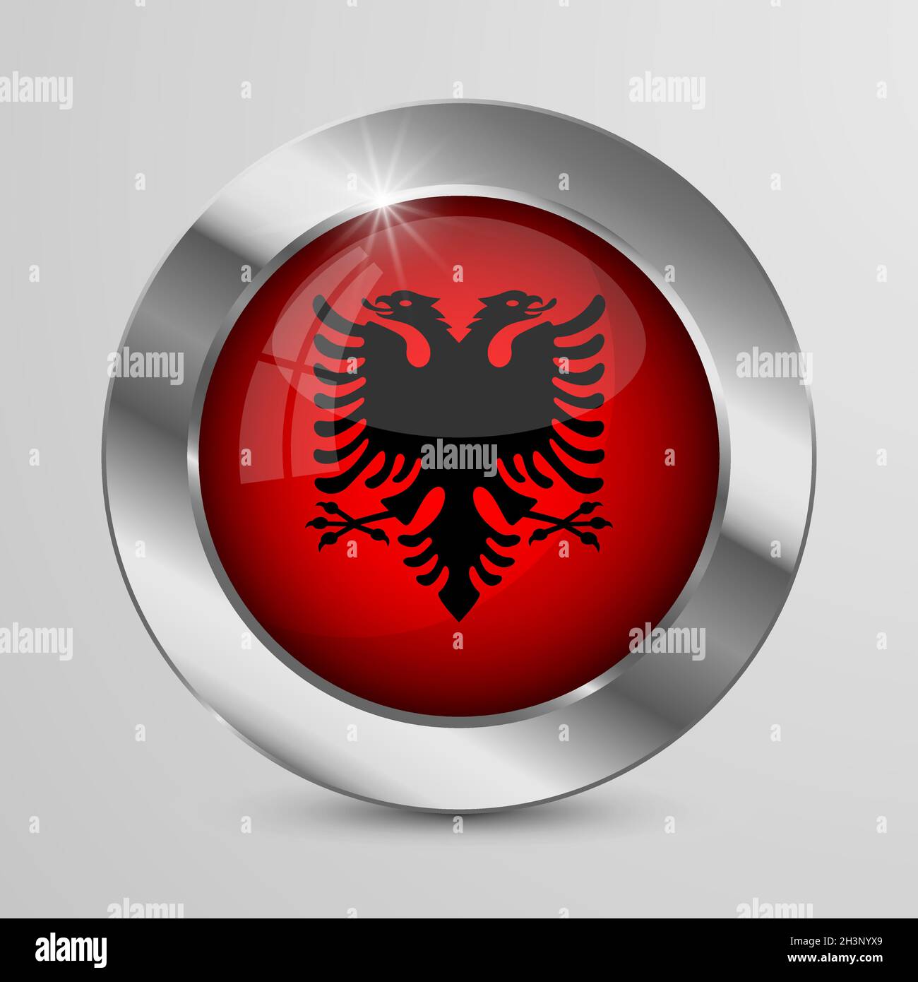 Bouton vecteur patriotique EPS10 avec couleurs drapeau albanais.Un élément d'impact pour l'utilisation que vous voulez en faire. Illustration de Vecteur