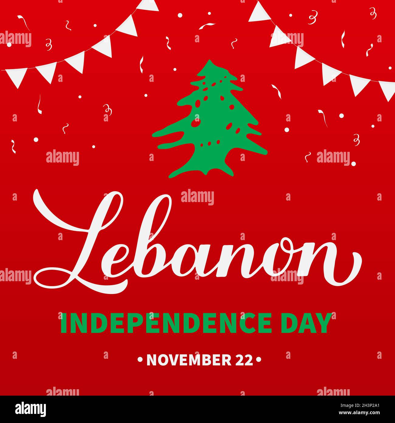 Affiche typographique de la Journée de l'indépendance du Liban.Fête libanaise le 22 novembre.Modèle vectoriel pour bannière, prospectus, cartes de vœux, etc Illustration de Vecteur