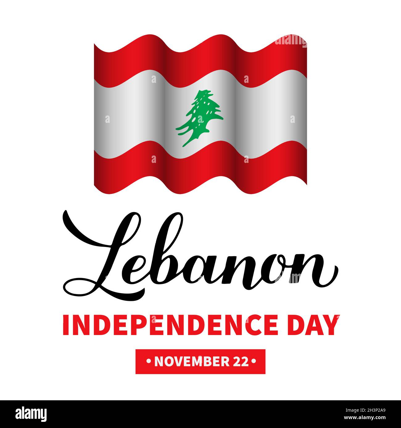 Affiche typographique de la Journée de l'indépendance du Liban.Fête libanaise le 22 novembre.Modèle vectoriel pour bannière, prospectus, cartes de vœux, etc Illustration de Vecteur