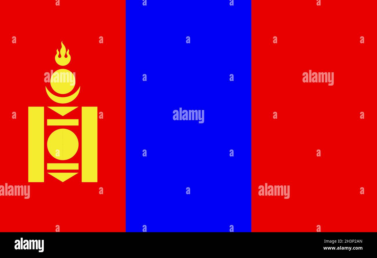 Drapeau national de Mongolie dans des proportions exactes - vecteur Banque D'Images