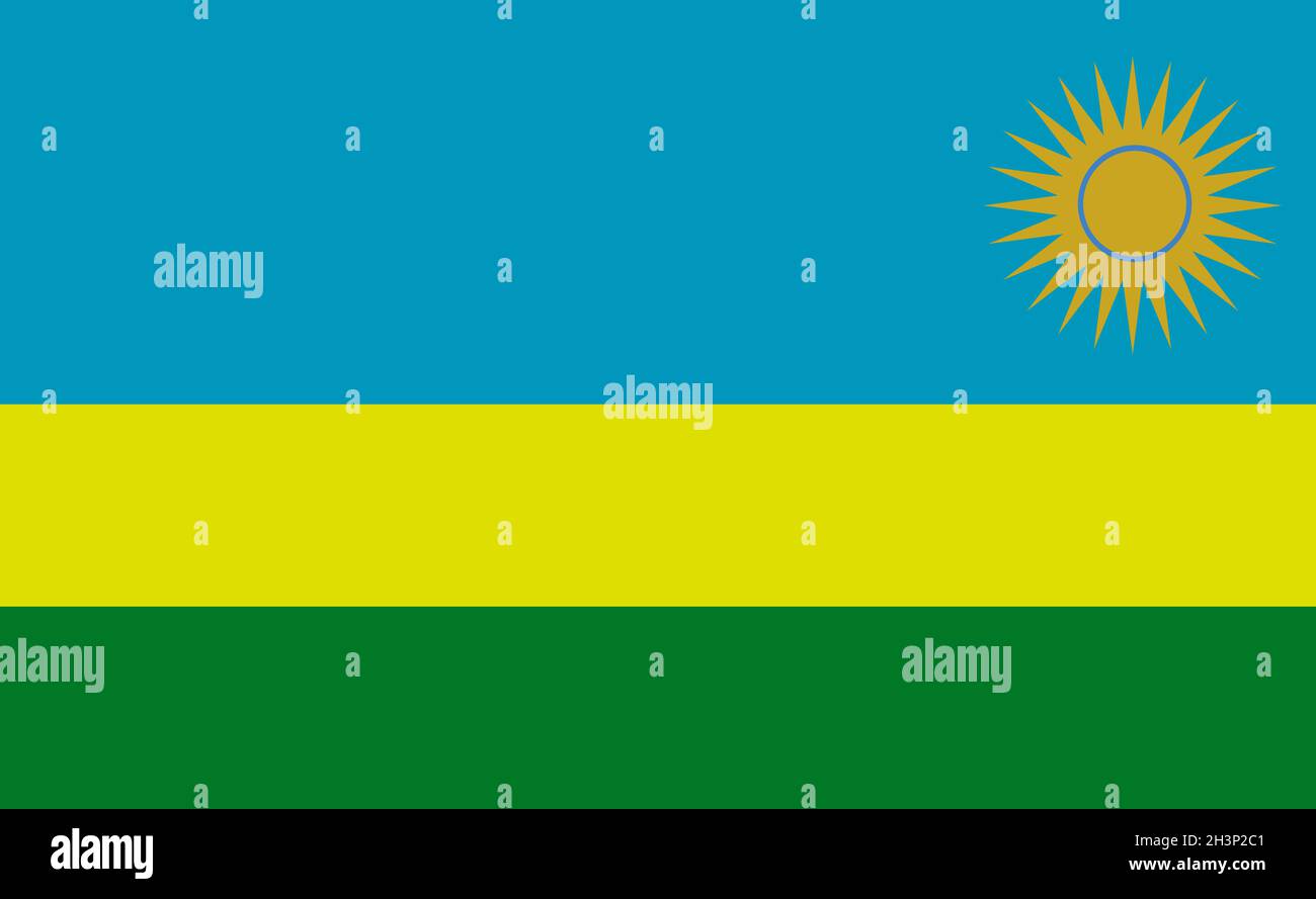Drapeau national du Rwanda dans des proportions exactes - Vector Banque D'Images