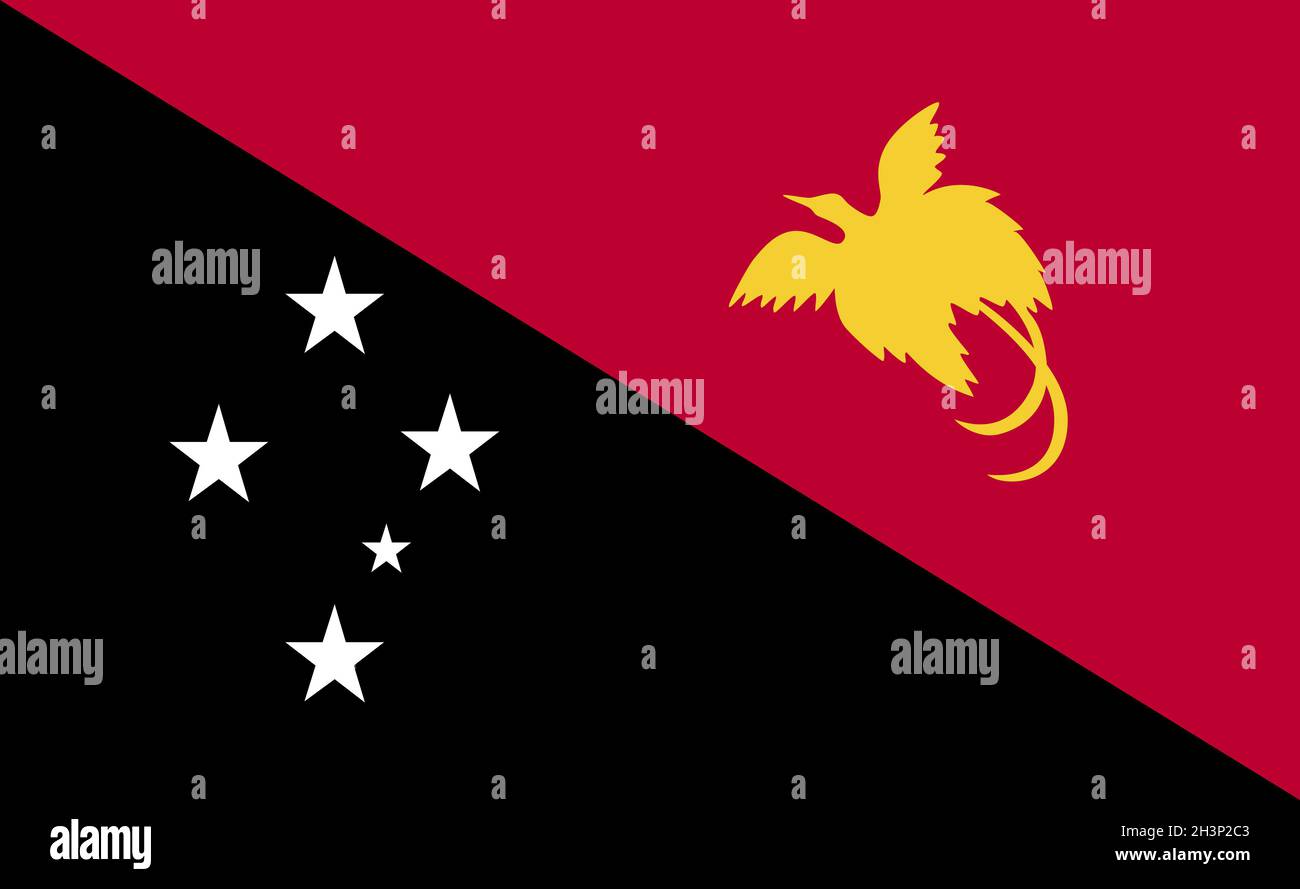 Drapeau national de la Nouvelle-Guinée dans des proportions exactes - Vector Banque D'Images
