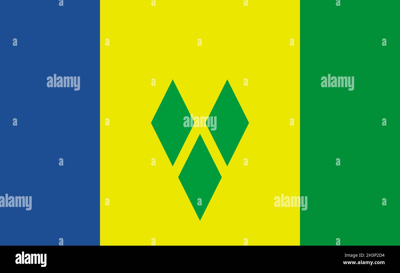 Drapeau national de Saint-Vincent-et-les Grenadines dans des proportions exactes - Vector Banque D'Images