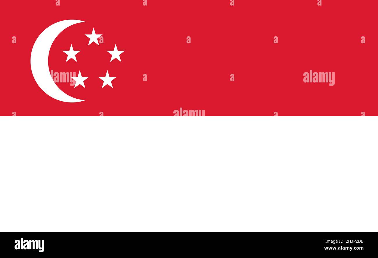 Drapeau national de Singapour dans les proportions exactes - Vector Banque D'Images