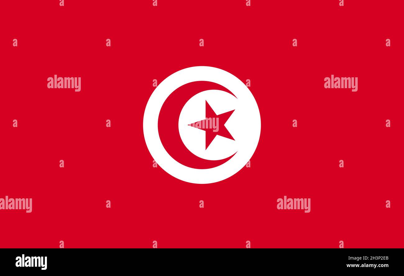 Drapeau national de Tunisie dans des proportions exactes - Vector Banque D'Images