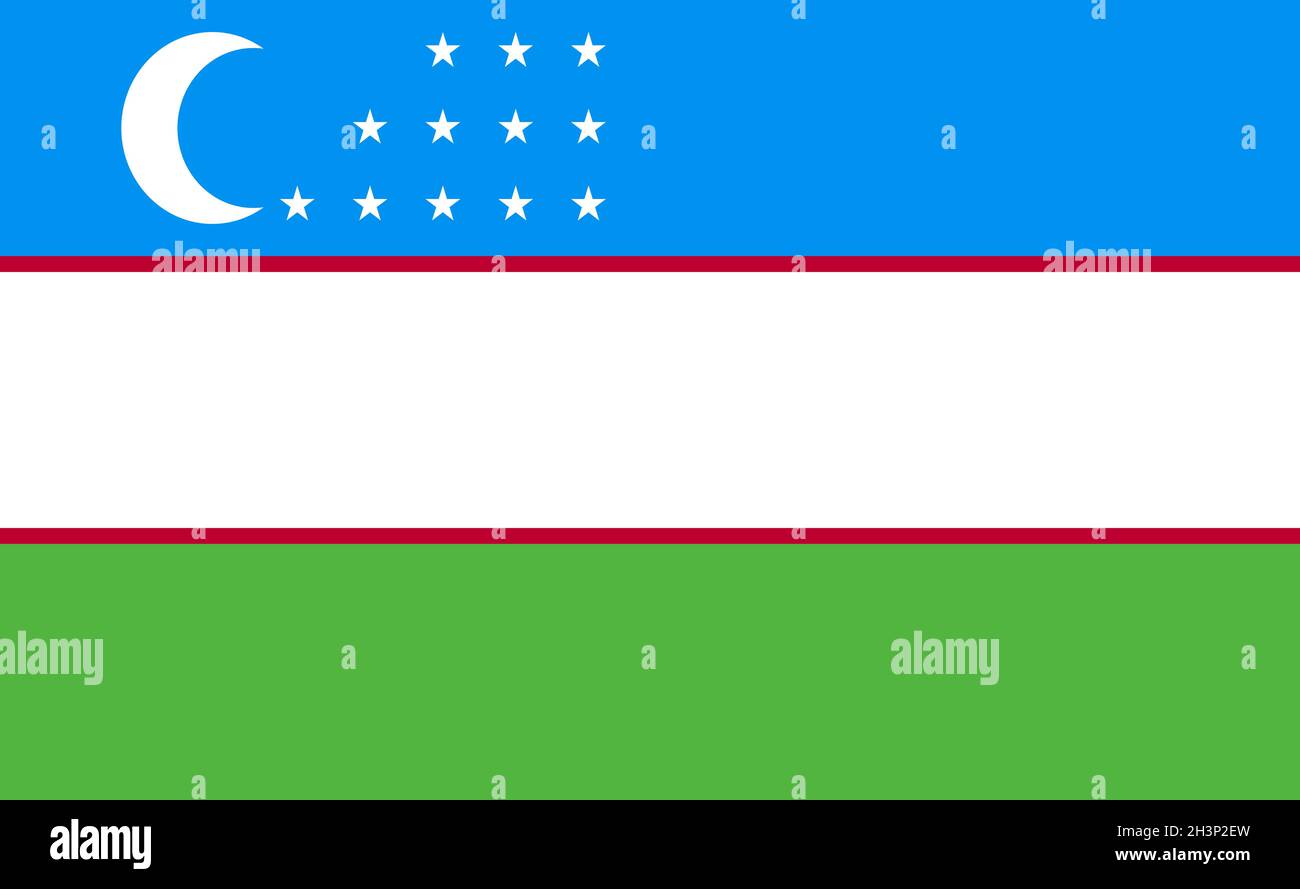 Drapeau national de l'Ouzbékistan en proportions exactes - Vector Banque D'Images