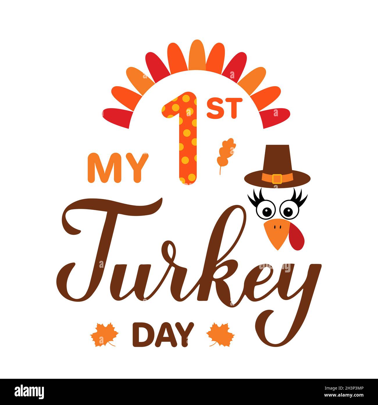 Mon 1er jour de Turquie calligraphie à la main lettrage.Citation amusante du jour de Thanksgiving.Modèle vectoriel pour carte de vœux, poster typographique, bannière, vêtements pour enfants Illustration de Vecteur