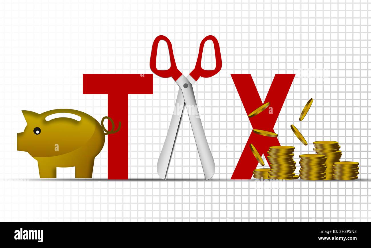 Illustration de la réduction de taxe isolée sur fond blanc Banque D'Images