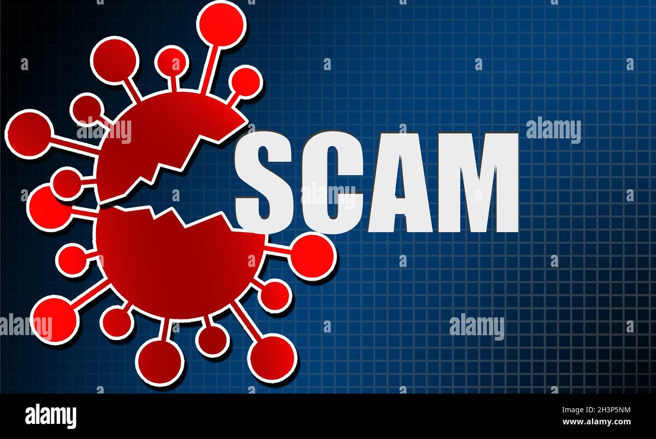 Coronavirus Covid-19 scroms avec fond bleu Banque D'Images