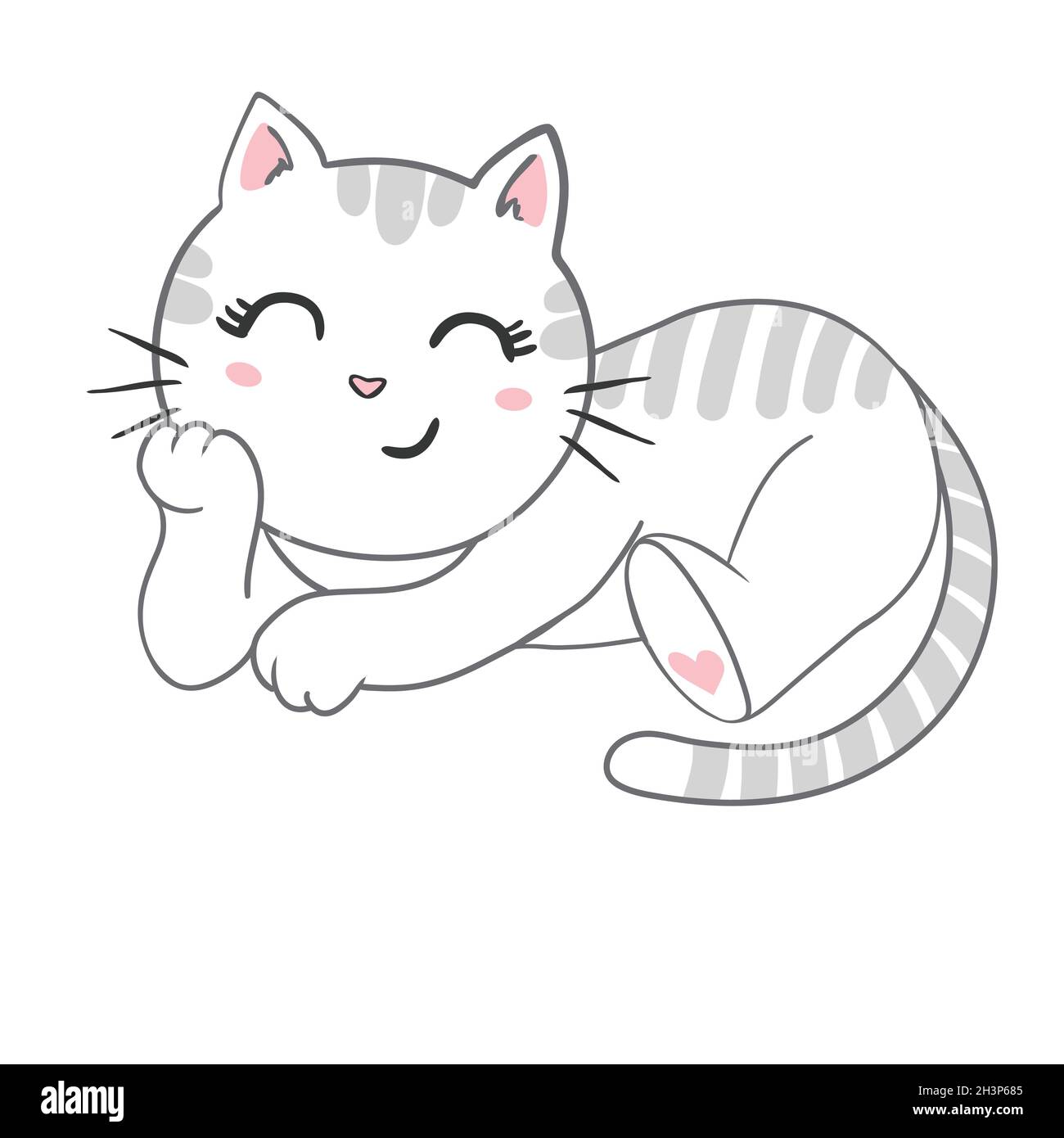 Chat Mignon Illustration Vectorielle Pour La Douche De Bebe Carte De Vœux Invitation A La Fete Imprime T Shirt De Mode Image Vectorielle Stock Alamy