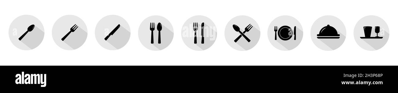 Ensemble de 9 pièces, icônes d'articles de cuisine - Vector Banque D'Images