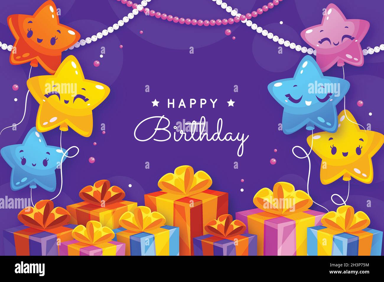 fond d'anniversaire avec message d'accueil éléments plats illustration de conception vectorielle Illustration de Vecteur