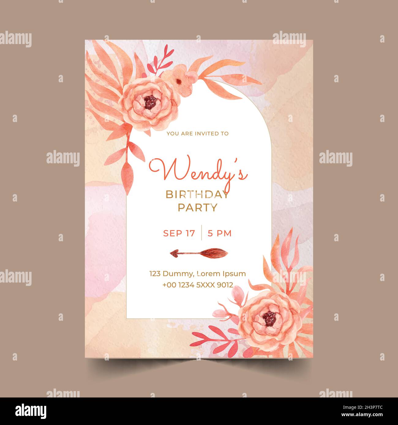 aquarelle boho anniversaire modèle d'invitation dessin vectoriel Illustration de Vecteur