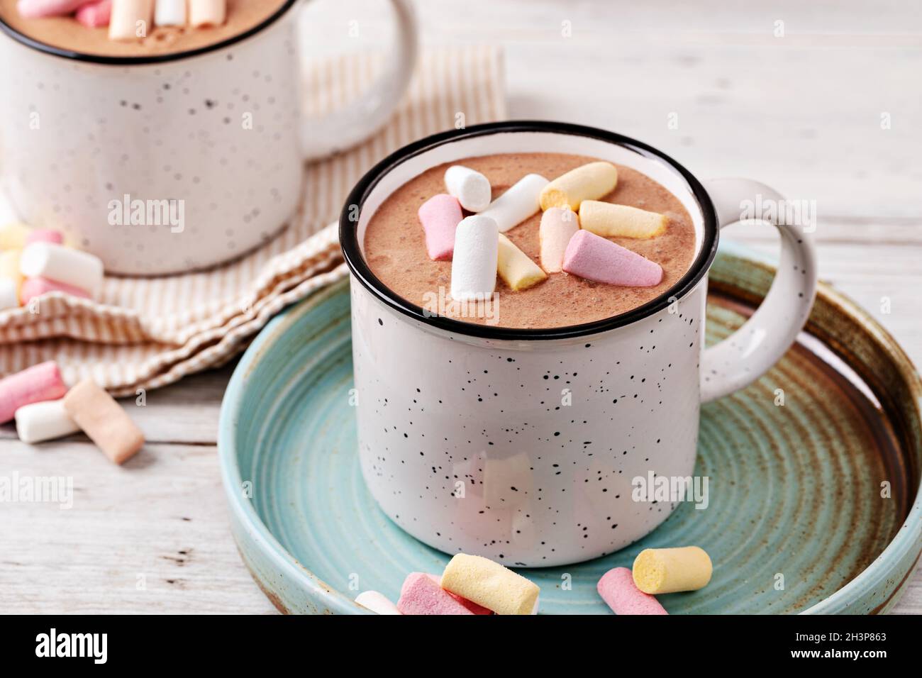 Chocolat chaud avec de la guimauve Banque D'Images