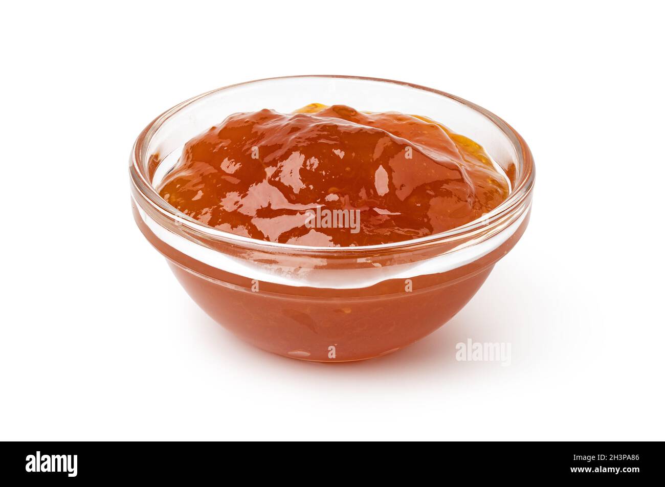 Bol en verre de confiture d'abricot Banque D'Images