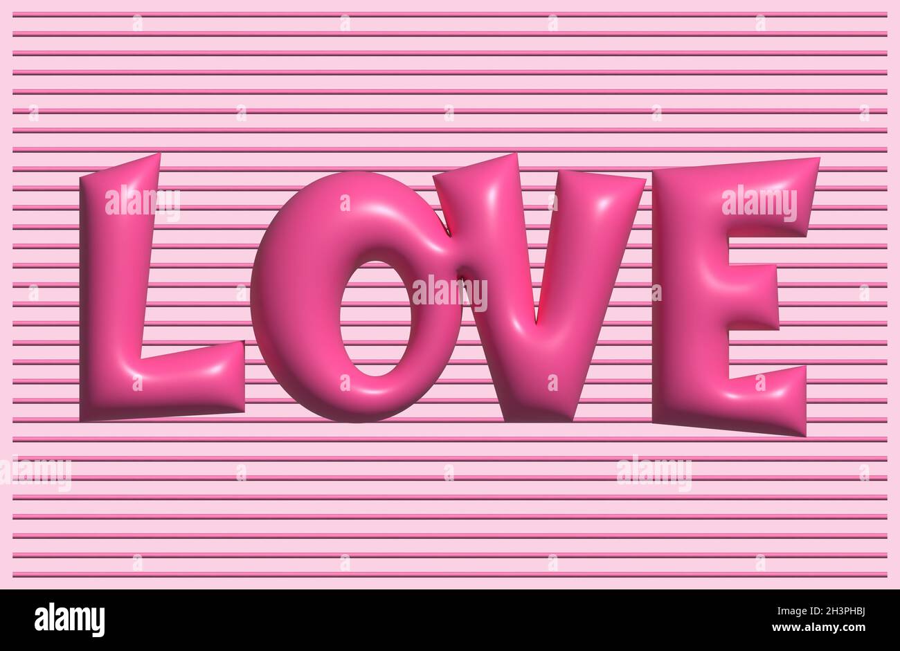 3d Love Render, concept de la Saint-Valentin sur fond 3D rose doublé Banque D'Images