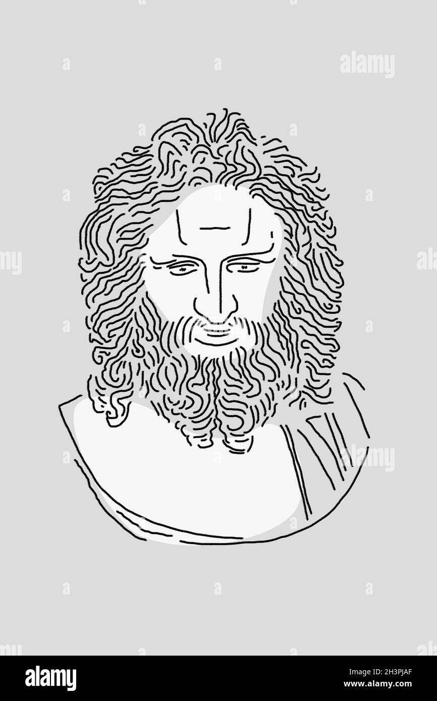 Dessin au trait de la face surréaliste.Art moderne image créative avec l'homme ferme.Dessin contemporain fou dans un style cubisme moderne Banque D'Images