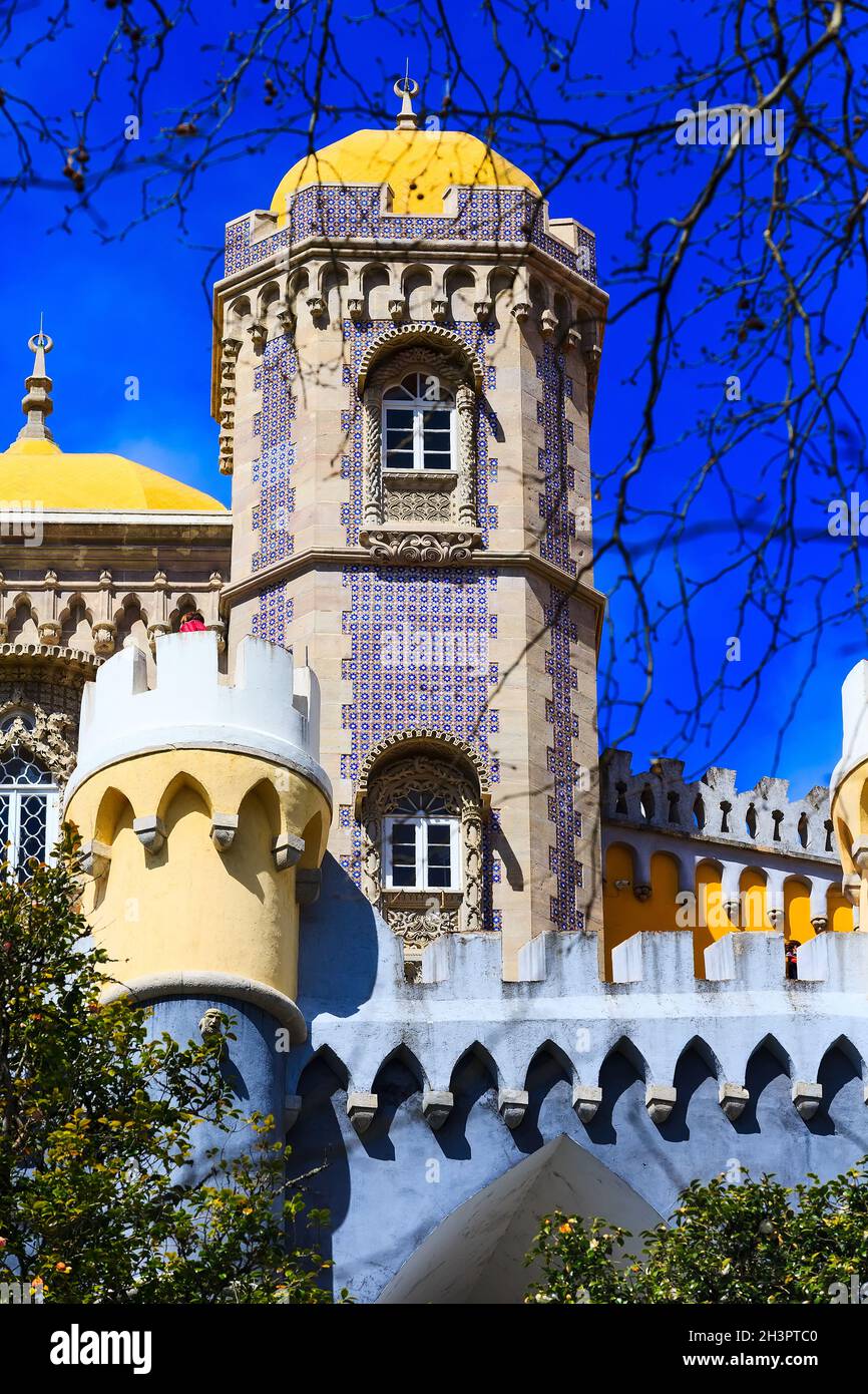 Sintra, site touristique du Portugal, Palais de Pena Banque D'Images