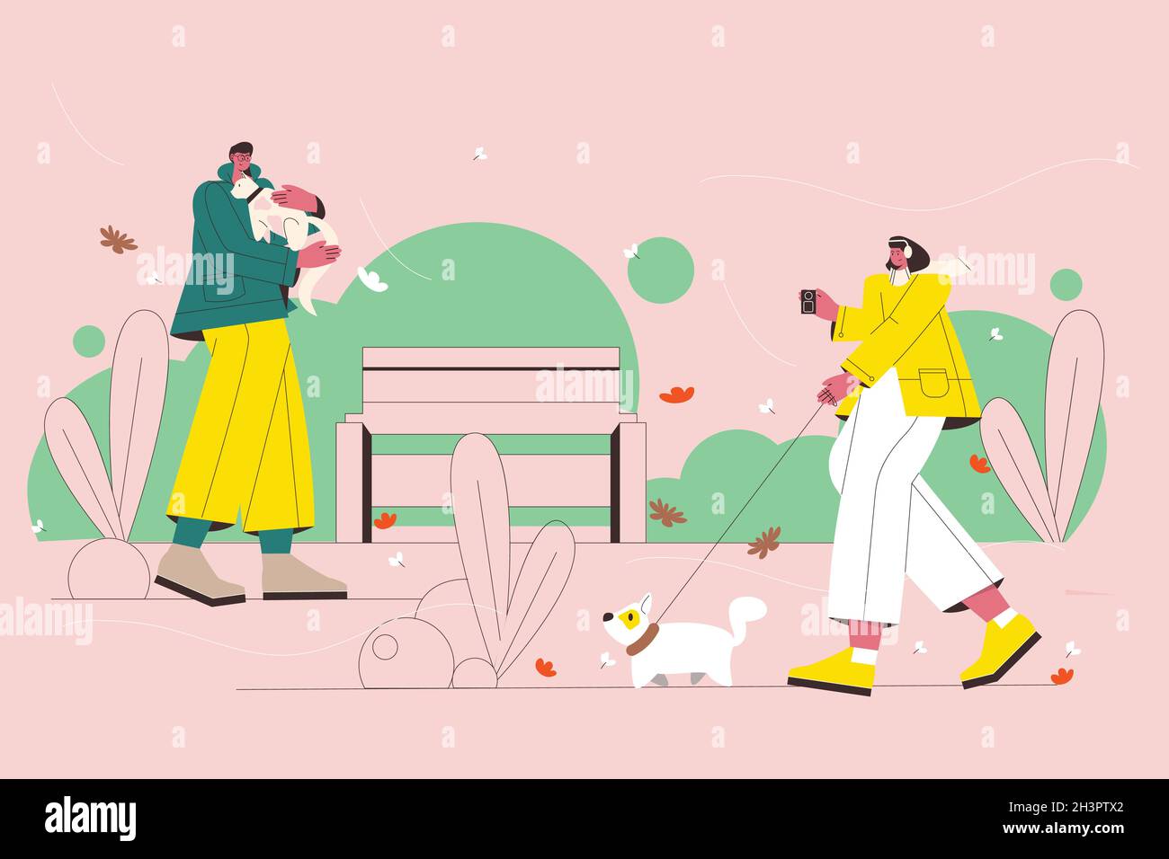 illustration de la scène d'automne de personnes illustrées Illustration de Vecteur