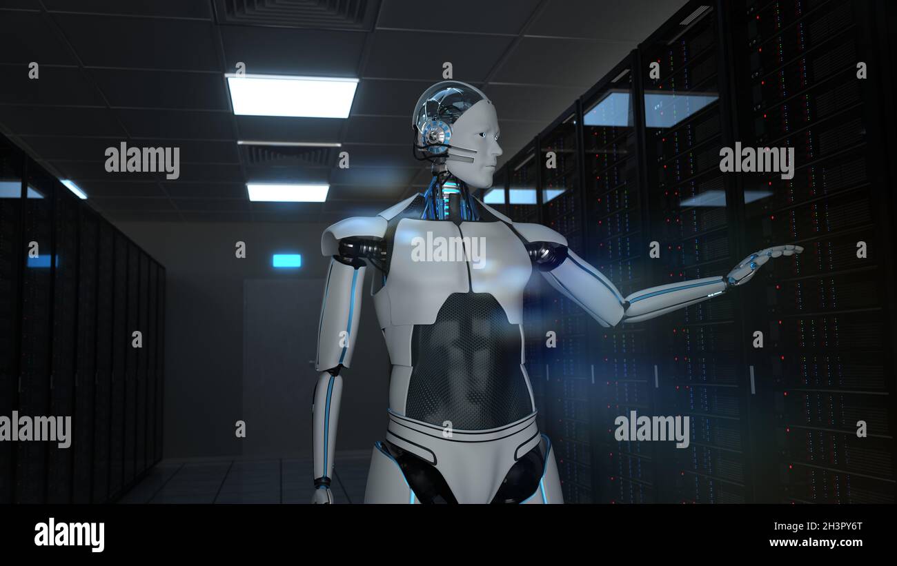 Centre de données de robot humanoïde Banque D'Images