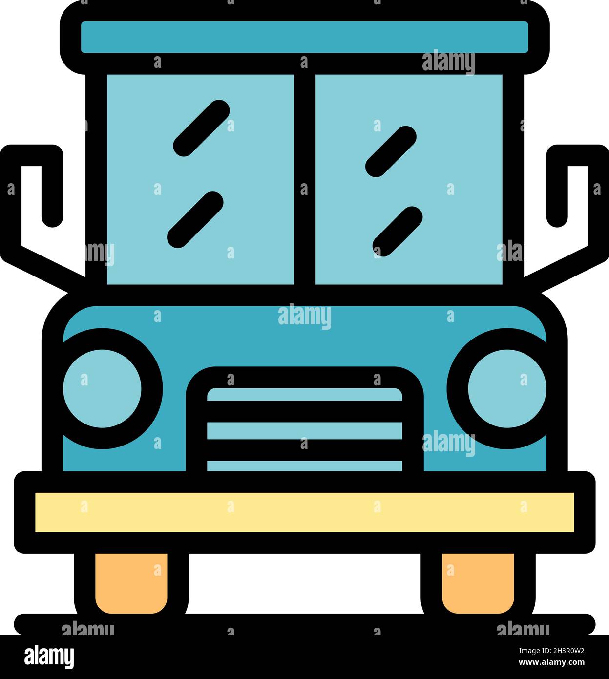 Icône du bus de l'école d'éducation inclusive.Contour de l'éducation inclusive autobus vecteur icône couleur plat isolé Illustration de Vecteur