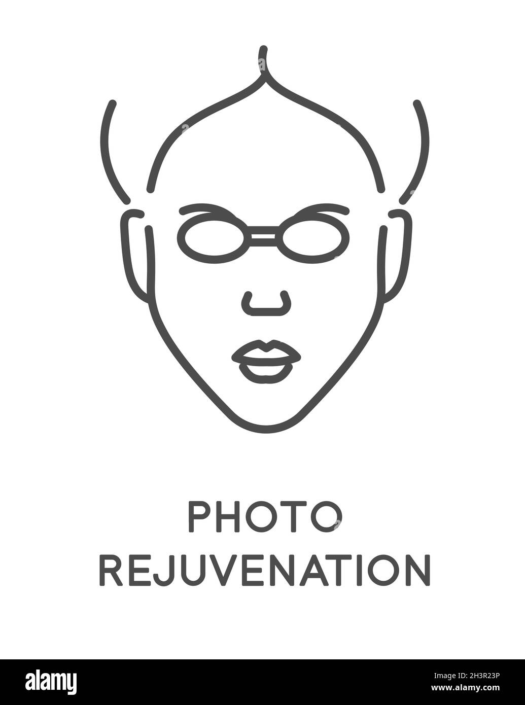 Cosmétologie et soin de la peau, photo rajeunissement icône de ligne isolée Illustration de Vecteur