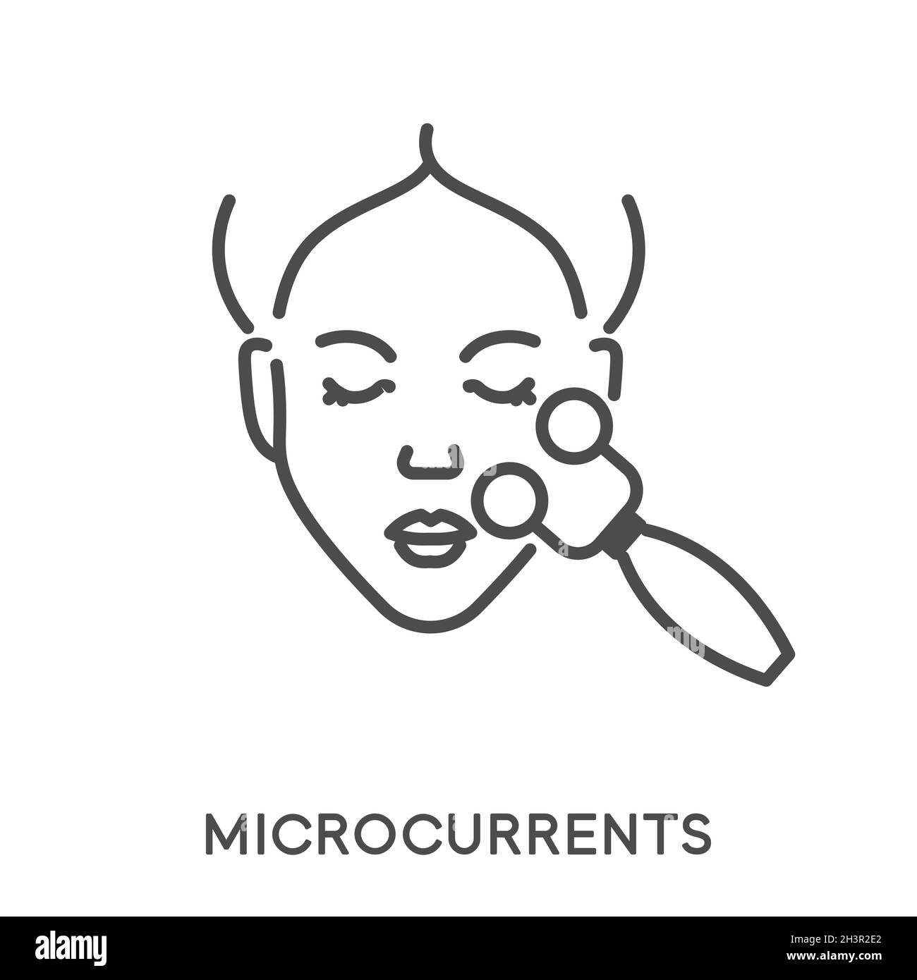Rouleau dermique, microcourants et cosmétologie icône de ligne isolée Illustration de Vecteur
