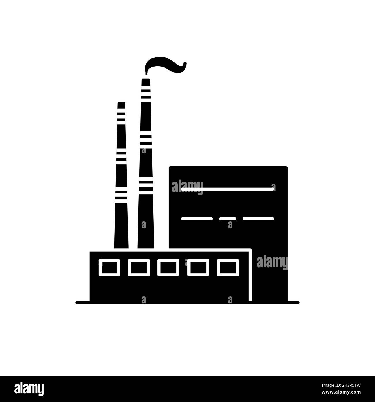 Icône de silhouette de centrale électrique au charbon de style plat.Concept industriel d'énergie non renouvelable.Symbole d'énergie fossile isolé sur fond blanc. Illustration de Vecteur