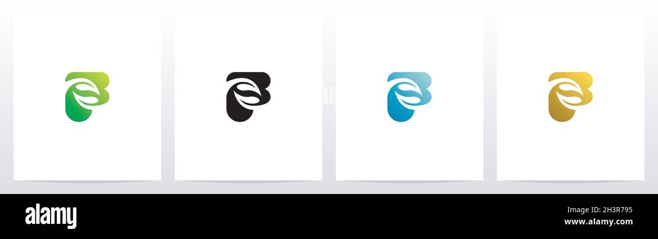 Feuilles en mouvement sur le logo lettre Design F Illustration de Vecteur