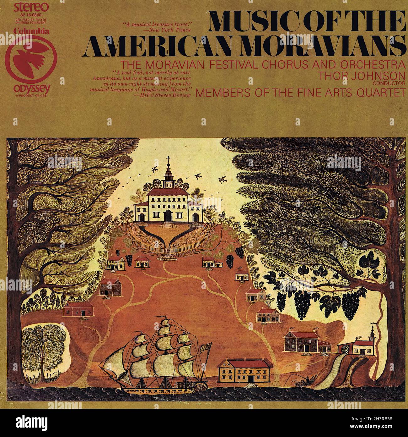 Musique de l'American Moravians Columbia Odyssey - musique classique Vintage Vinyl Record Banque D'Images