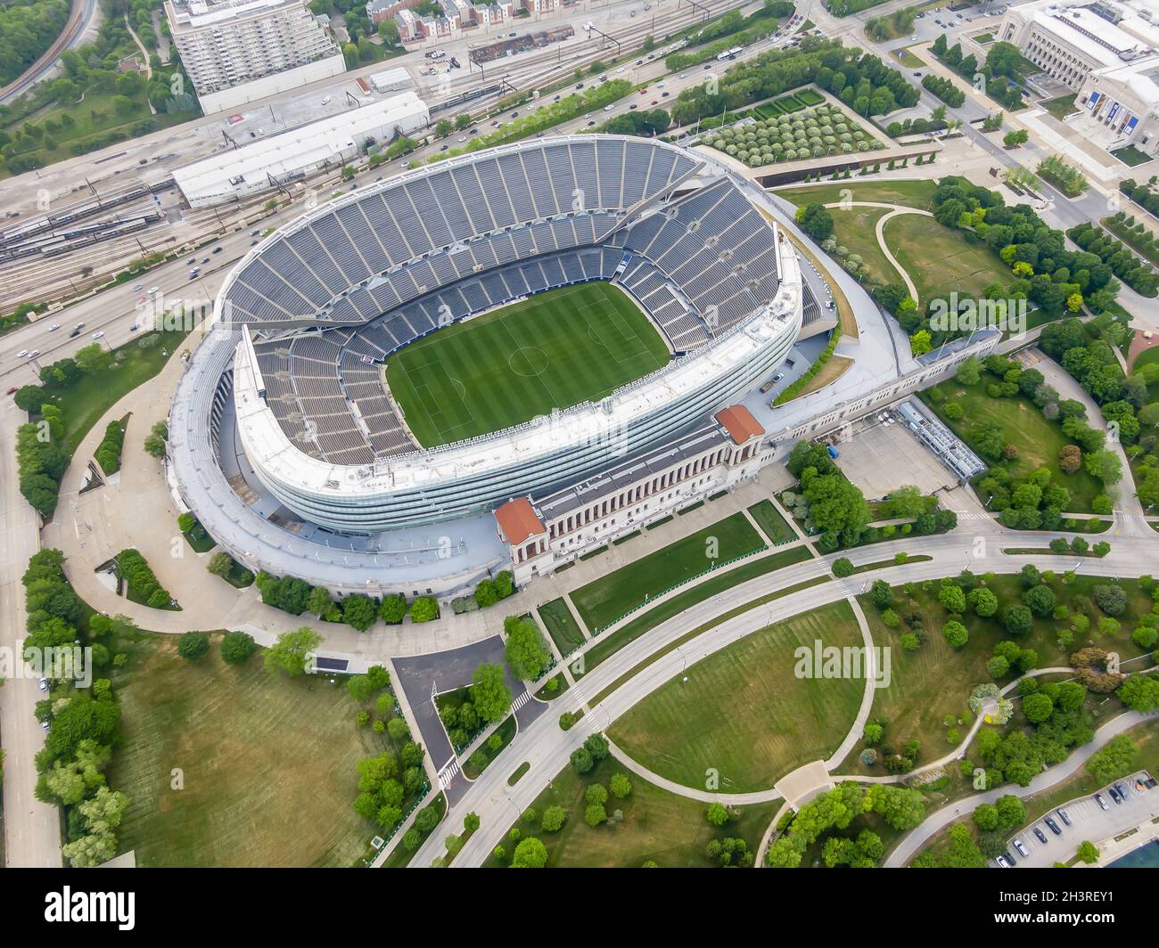 Vue aérienne de Soldier Field à Chicago, Illinois Banque D'Images