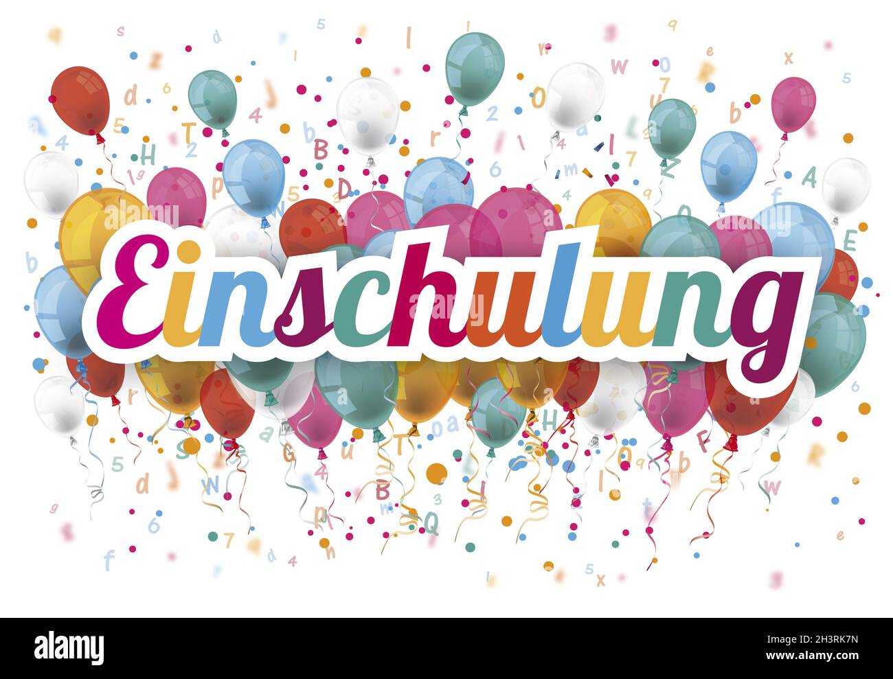 Confetti ballons lettres numéros Einschulung 2 Banque D'Images