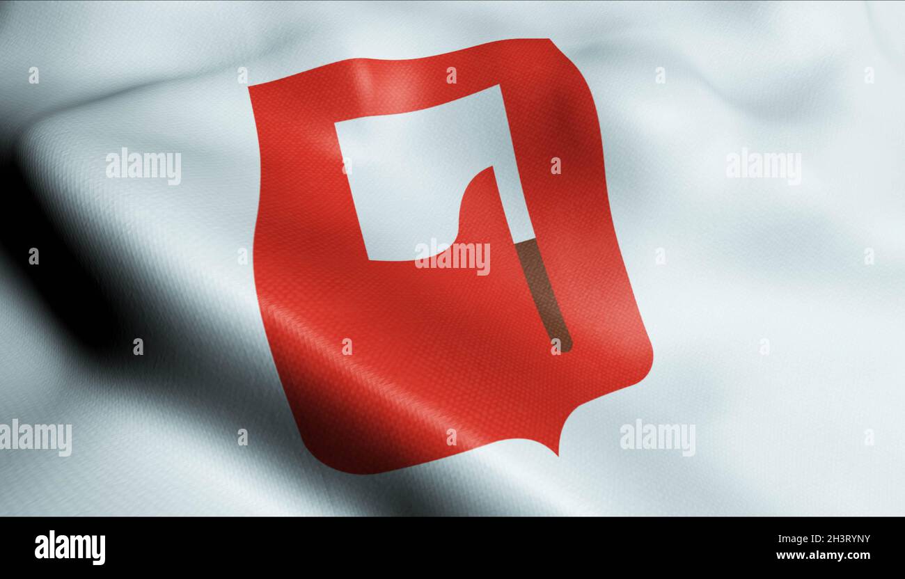 3D Illustration d'un drapeau de la ville de Pologne agité d'Opole Lubelskie Banque D'Images