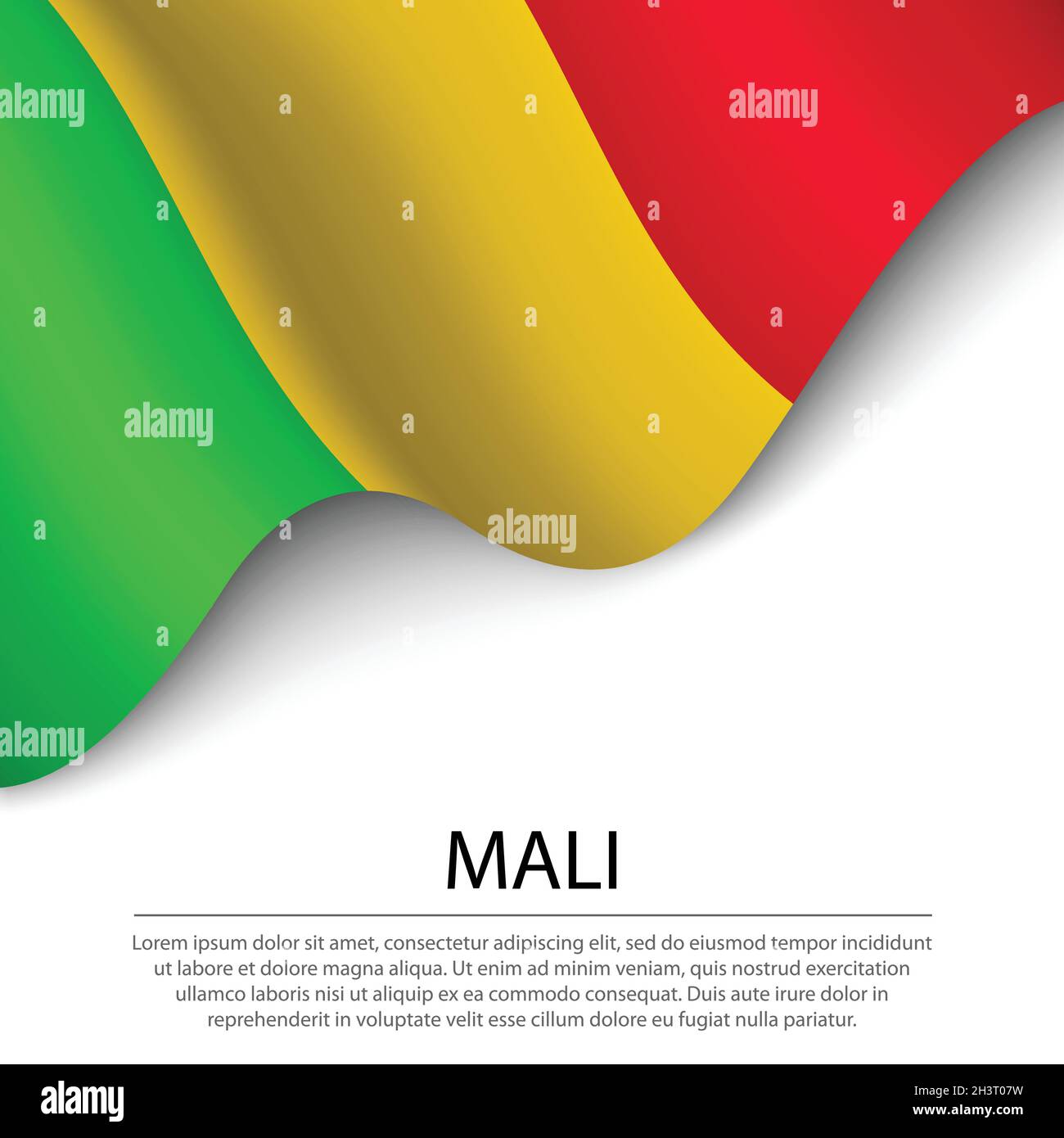 Drapeau du Mali sur fond blanc.Modèle de bannière ou de ruban vectoriel pour le jour d'indépendance Illustration de Vecteur
