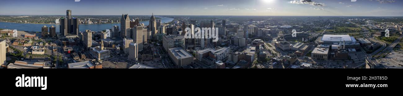 Vue aérienne du Detroit Michigan Skyline Banque D'Images