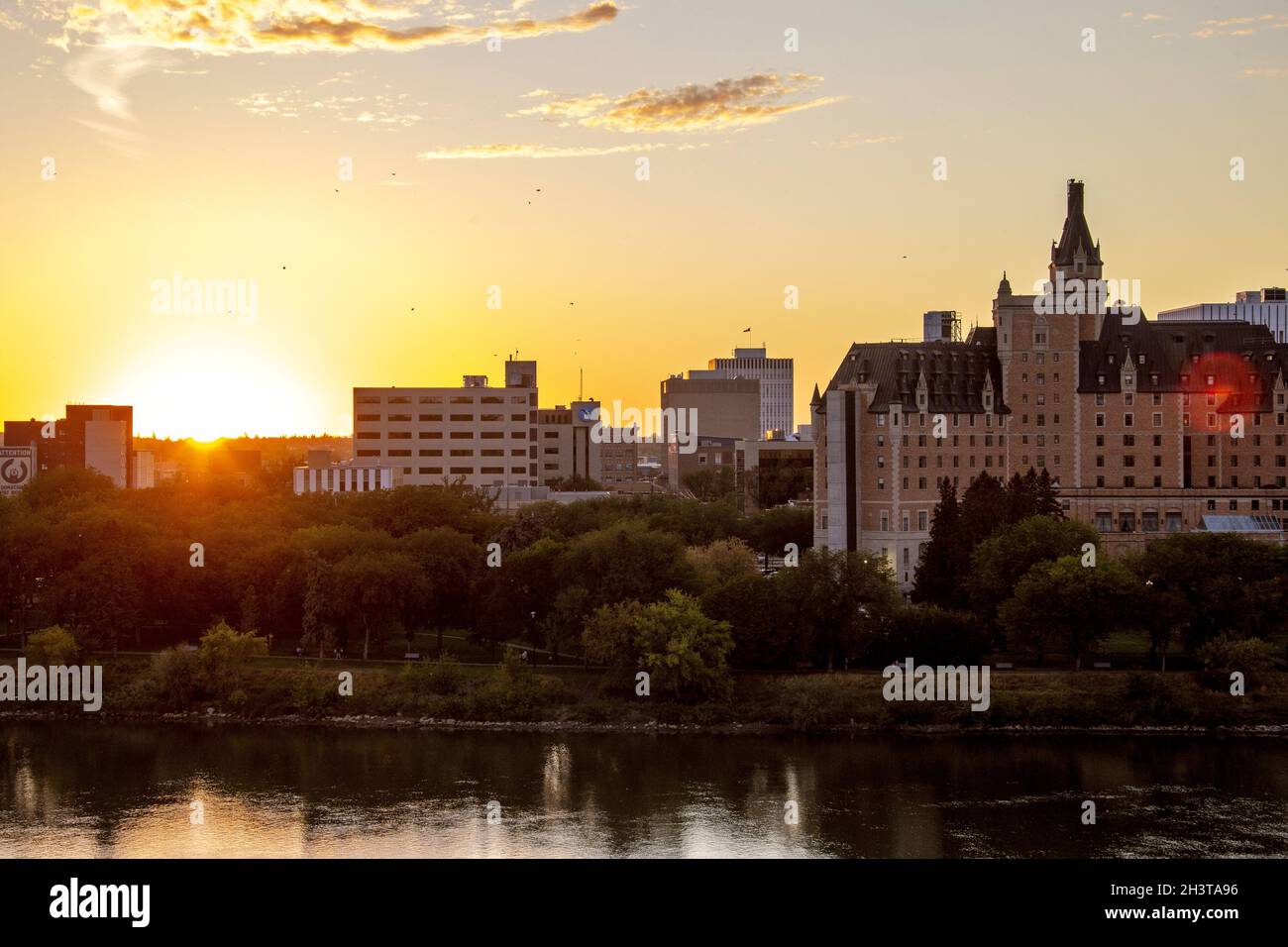 Sunset Downtown Saskatoon Banque D'Images
