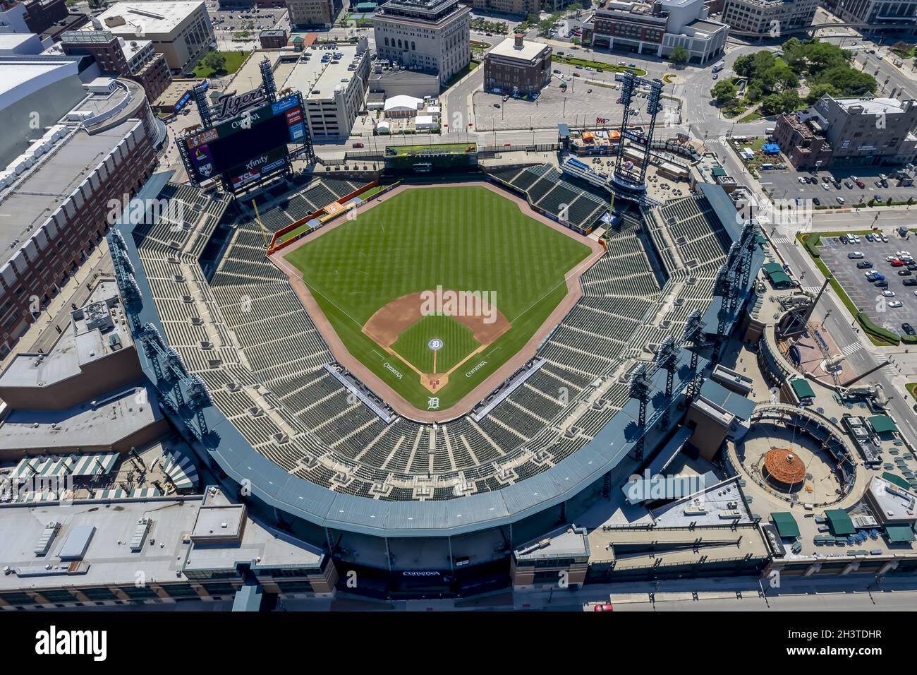 Vue aérienne de la maison des Detroit Tigers Comerica Park Banque D'Images