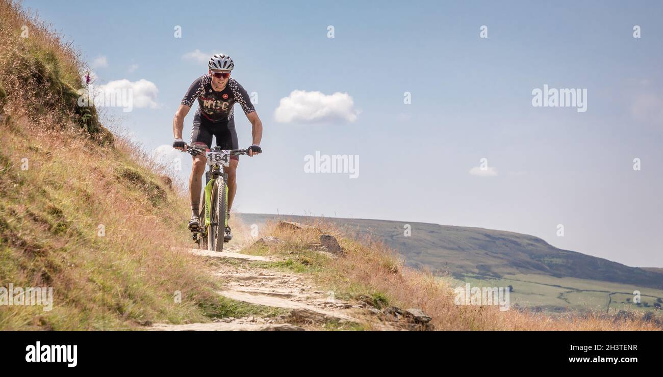 Course de vélo de montagne dans l'événement « Crank IT », Lee Quarry, Lancashire, Angleterre, Royaume-Uni,GB, Europe. Banque D'Images