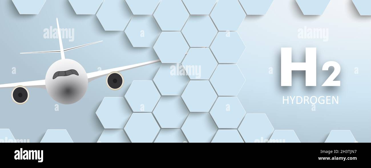 Embase hydrogène Blue Hexagon structure Jet H2 Banque D'Images Embase hydrogène Blue Hexagon structure Jet H2 Banque D'Images