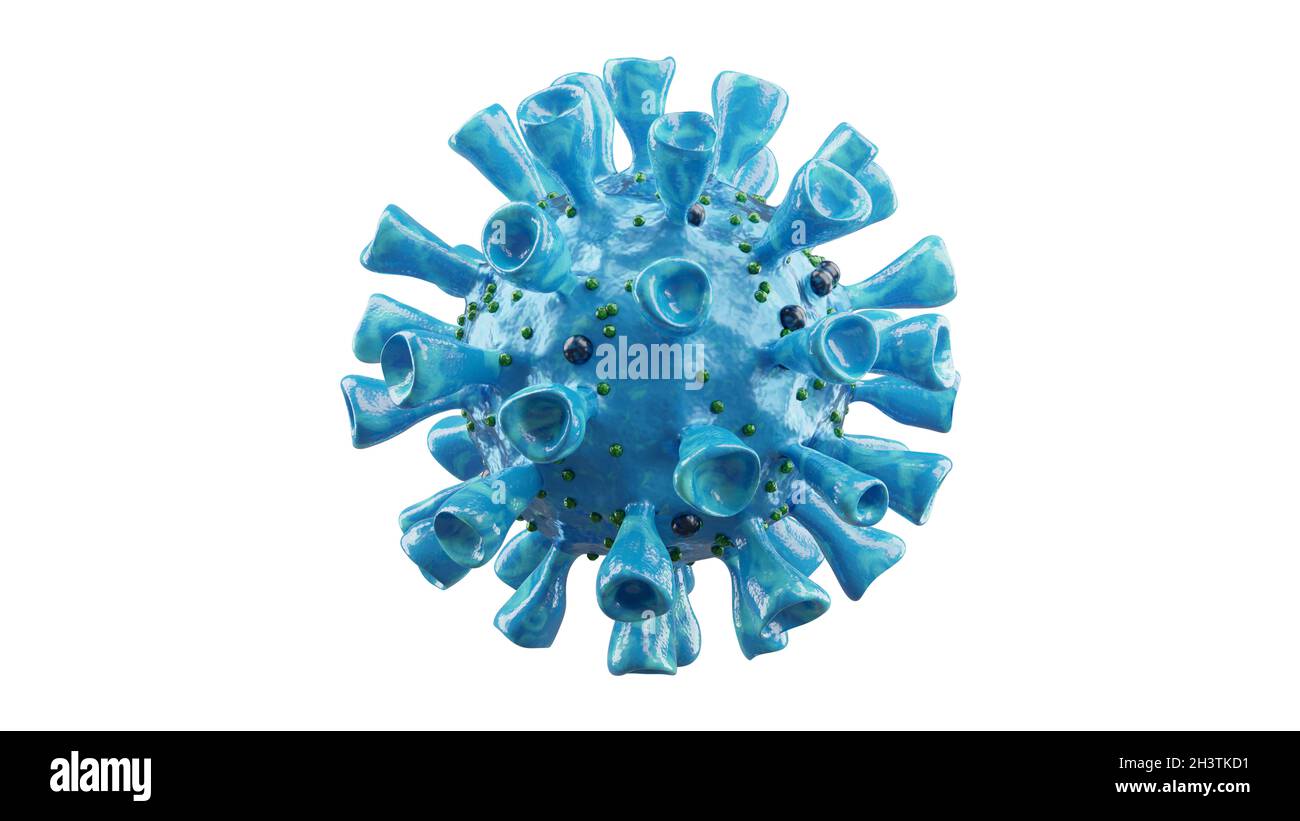 Éclosion de coronavirus, vue microscopique des cellules du virus de la grippe.Illustration 3D Banque D'Images