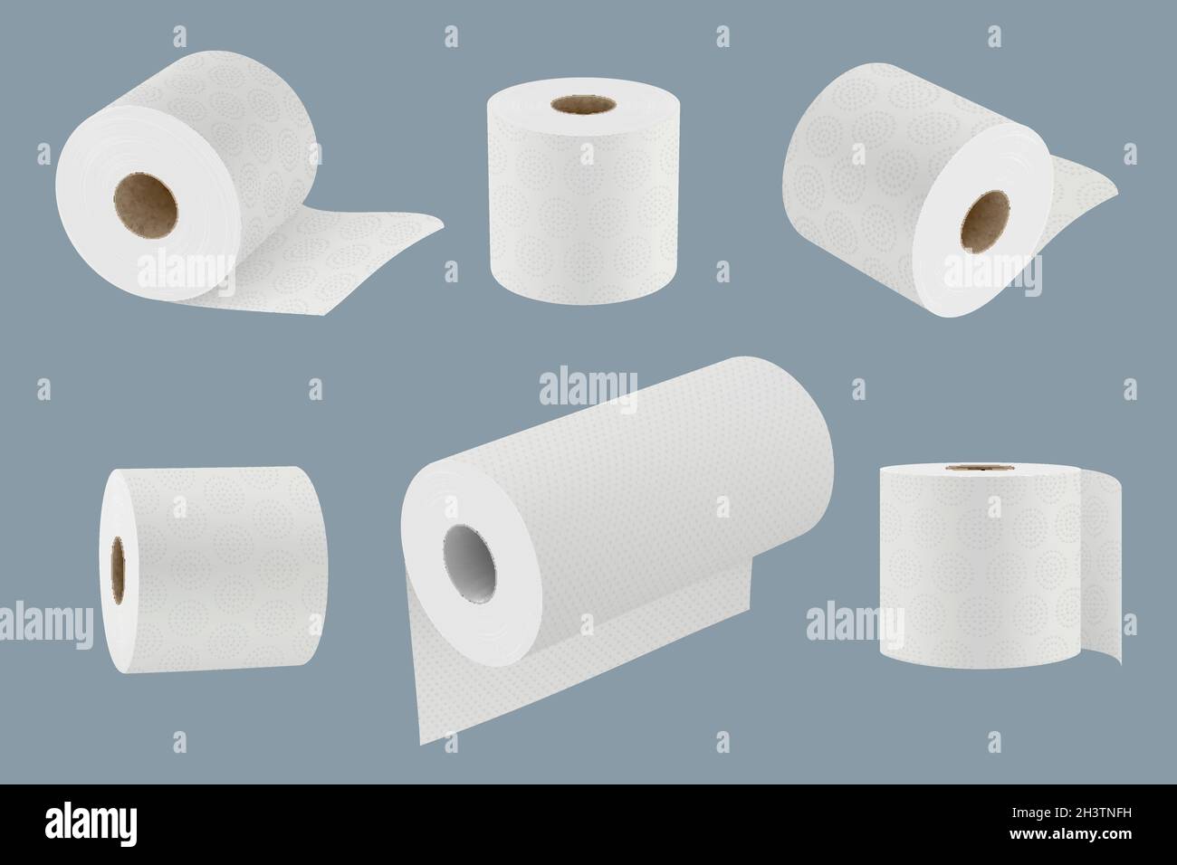 Papier toilette.Rouleau de serviettes de cuisine blanc doux pour l'hygiène 3d Realistic templates Vector collection Illustration de Vecteur