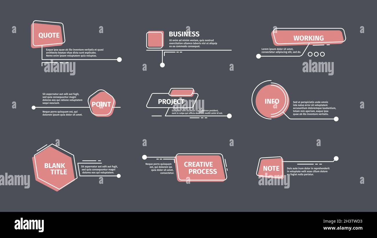 Traits de coupe.Barres de texte de communication de chat flèches numériques légendes zones modèles vectoriels Illustration de Vecteur