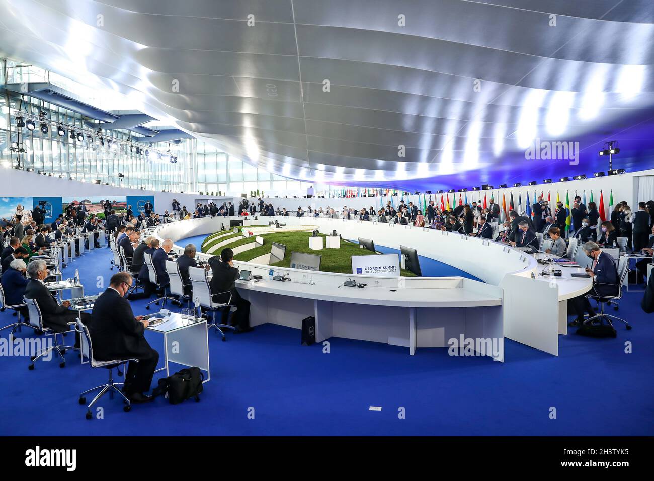 (211030) -- BEIJING, 30 octobre 2021 (Xinhua) -- la photo prise le 30 octobre 2021 montre une vue du Sommet des dirigeants du Groupe des vingt (G20) qui s'est tenu à Rome, en Italie.(Xinhua/Zhang Cheng) Banque D'Images
